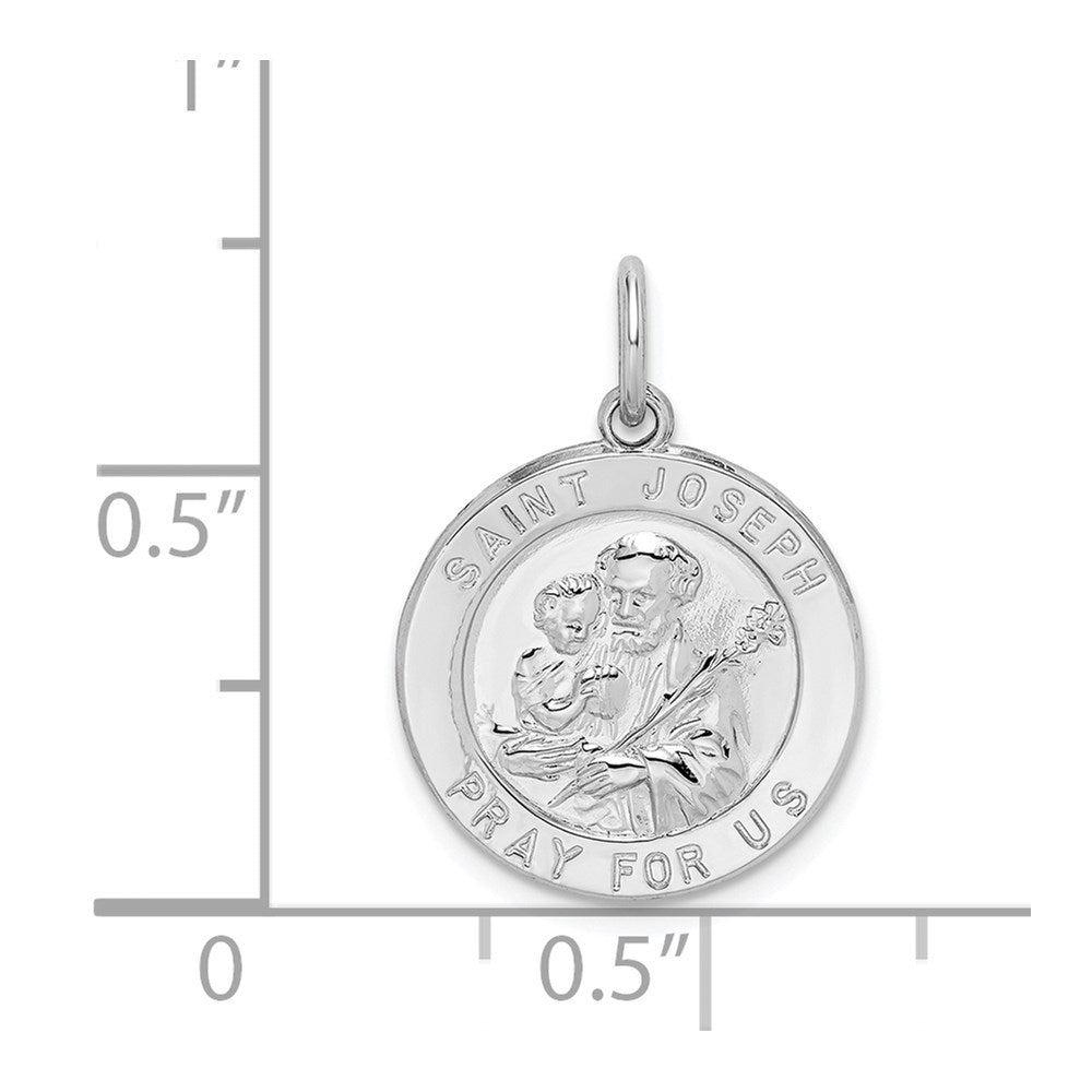 Sterling Silver Rhodium-Plated Saint Joseph Medal