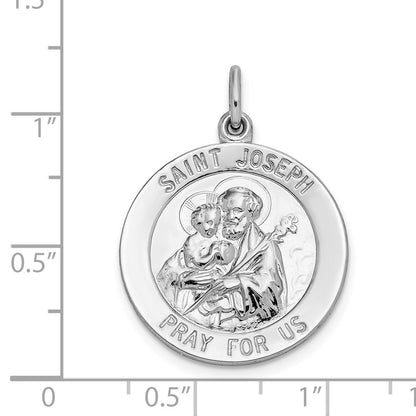Sterling Silver Rhodium-Plated Saint Joseph Medal