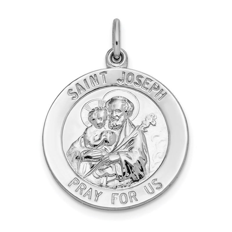 Sterling Silver Rhodium-Plated Saint Joseph Medal