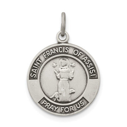 Sterling Silver Antiqued Saint Francis Of Assisi Medal