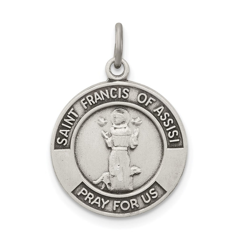Sterling Silver Antiqued Saint Francis Of Assisi Medal