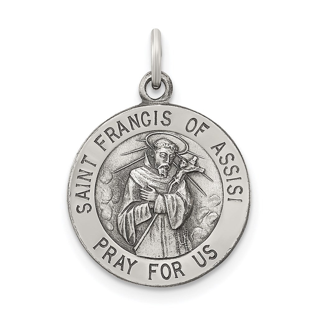 Sterling Silver Antiqued Saint Francis Of Assisi Medal