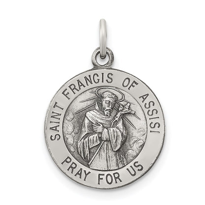 Sterling Silver Antiqued Saint Francis Of Assisi Medal