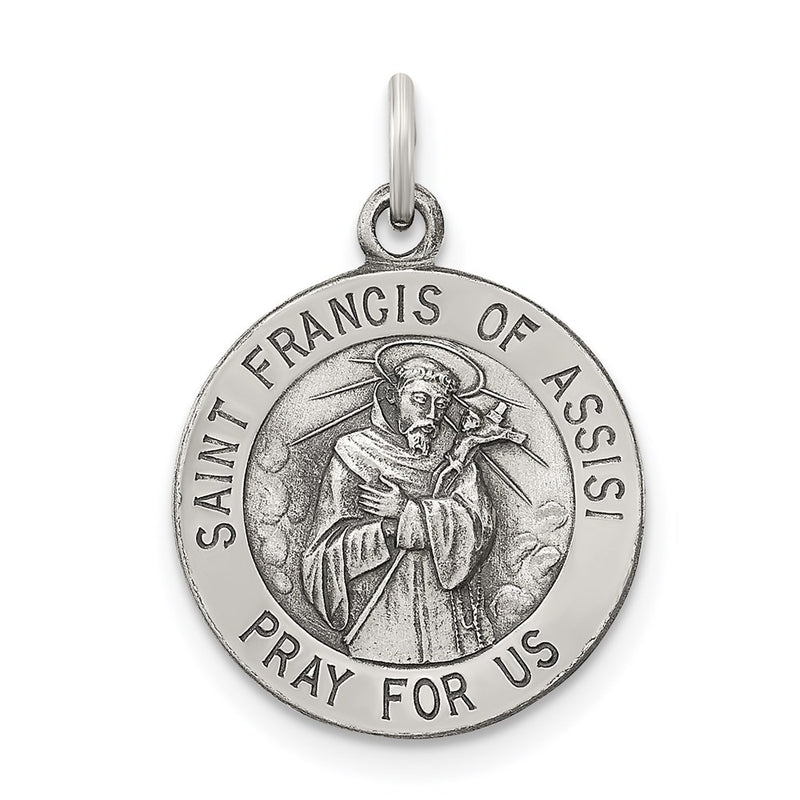 Sterling Silver Antiqued Saint Francis Of Assisi Medal