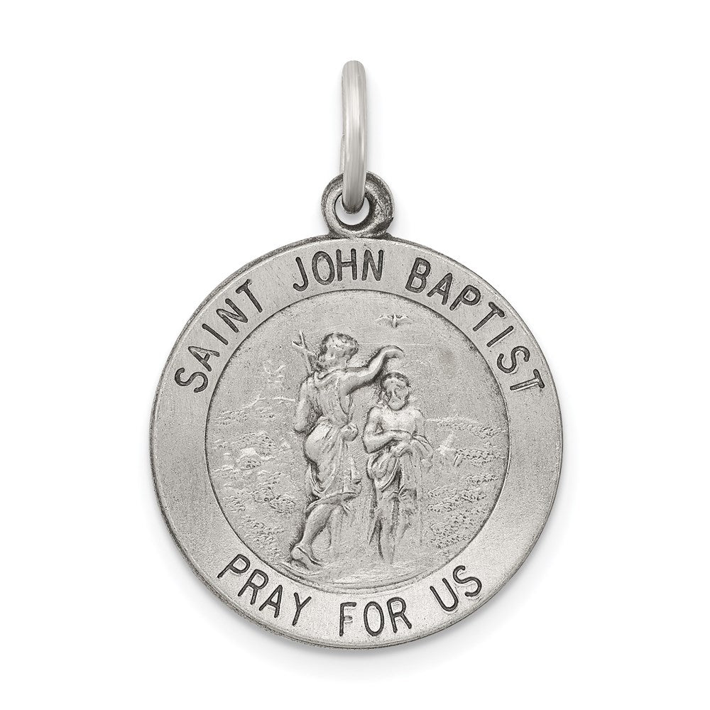 Sterling Silver Antiqued Saint John The Baptist Medal