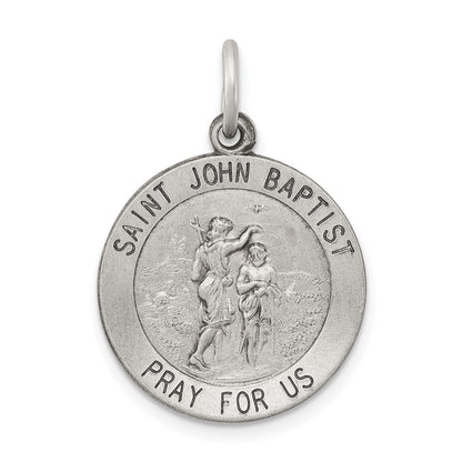 Sterling Silver Antiqued Saint John The Baptist Medal