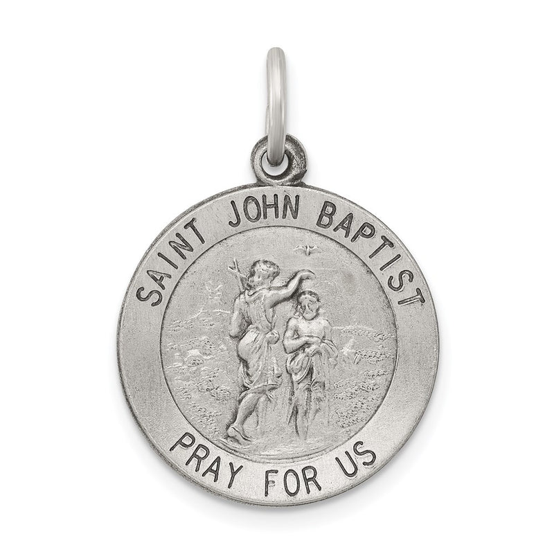 Sterling Silver Antiqued Saint John The Baptist Medal
