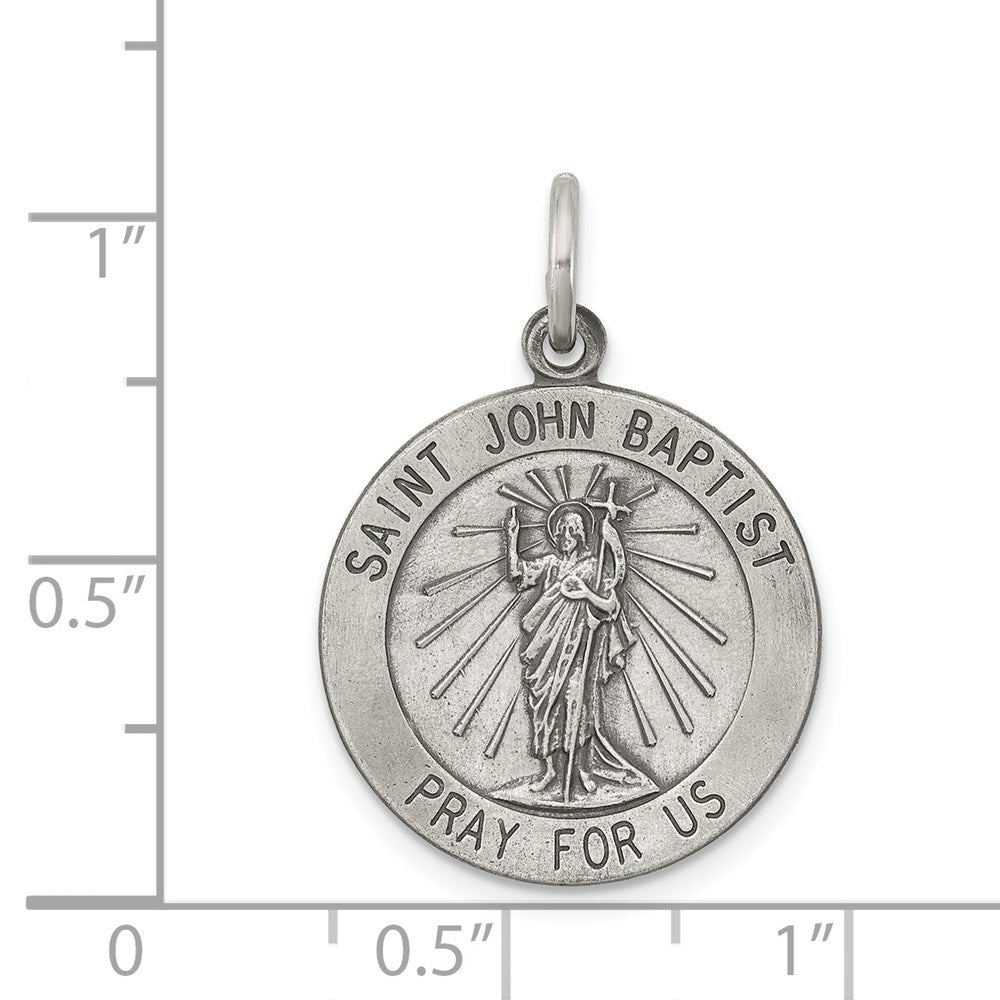 Sterling Silver Antiqued Saint John The Baptist Medal
