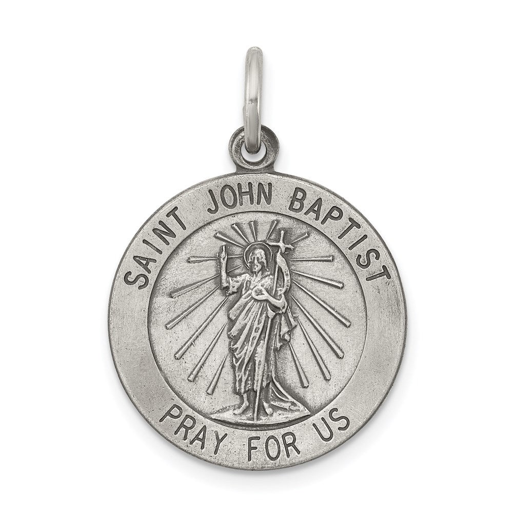 Sterling Silver Antiqued Saint John The Baptist Medal
