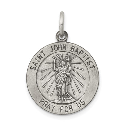 Sterling Silver Antiqued Saint John The Baptist Medal