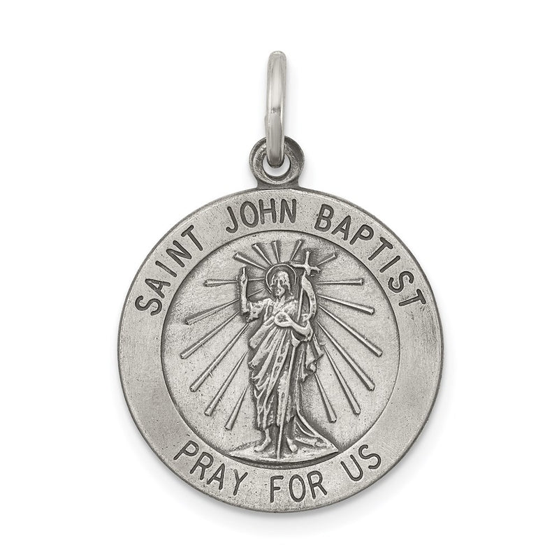 Sterling Silver Antiqued Saint John The Baptist Medal