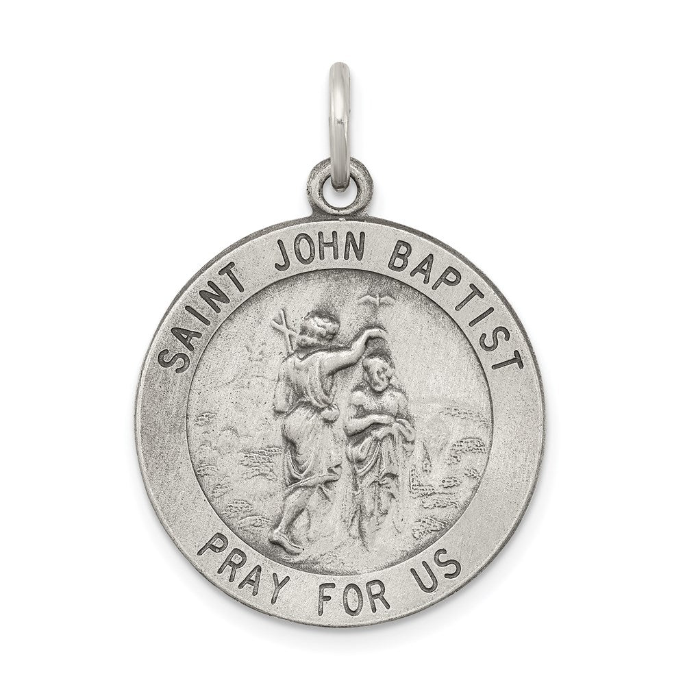 Sterling Silver Antiqued Saint John The Baptist Medal