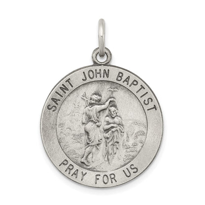 Sterling Silver Antiqued Saint John The Baptist Medal