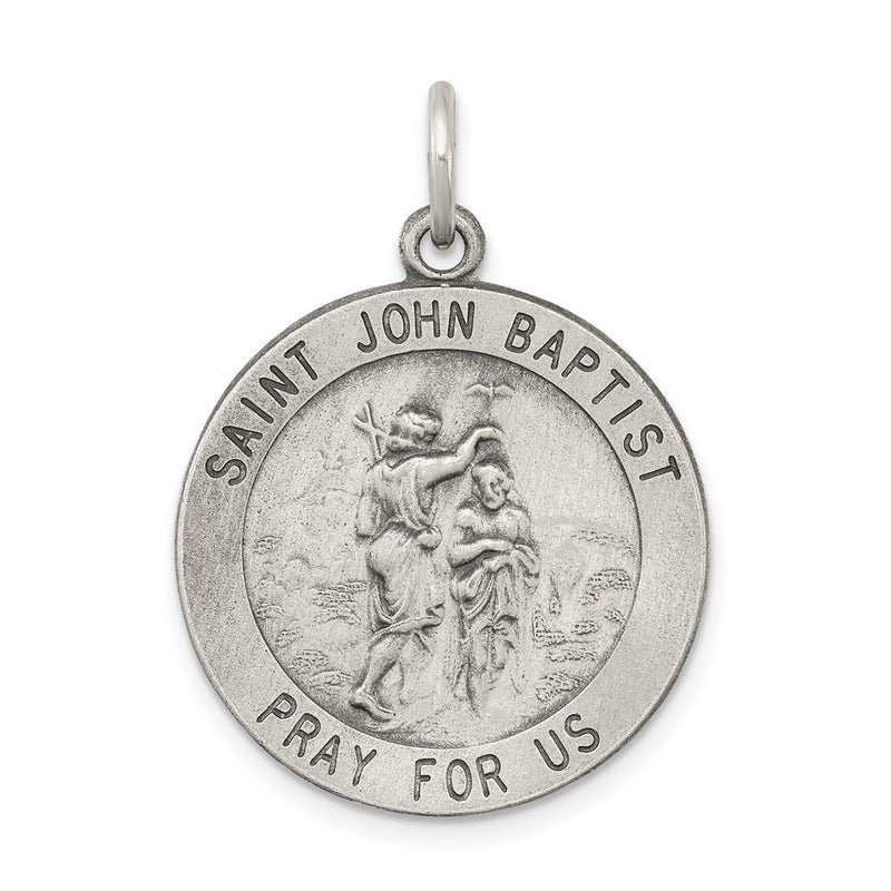 Sterling Silver Antiqued Saint John The Baptist Medal