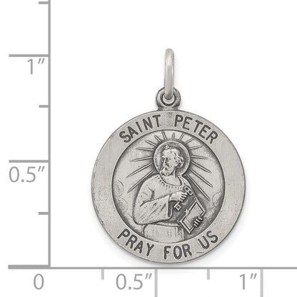 Sterling Silver Antiqued Saint Peter Medal