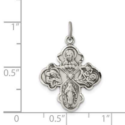 Sterling Silver Antiqued Reservible 4-Way Medal