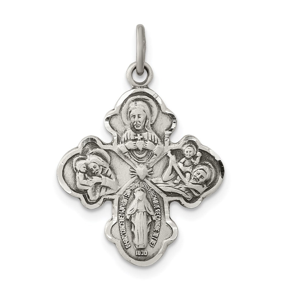 Sterling Silver Antiqued Reservible 4-Way Medal