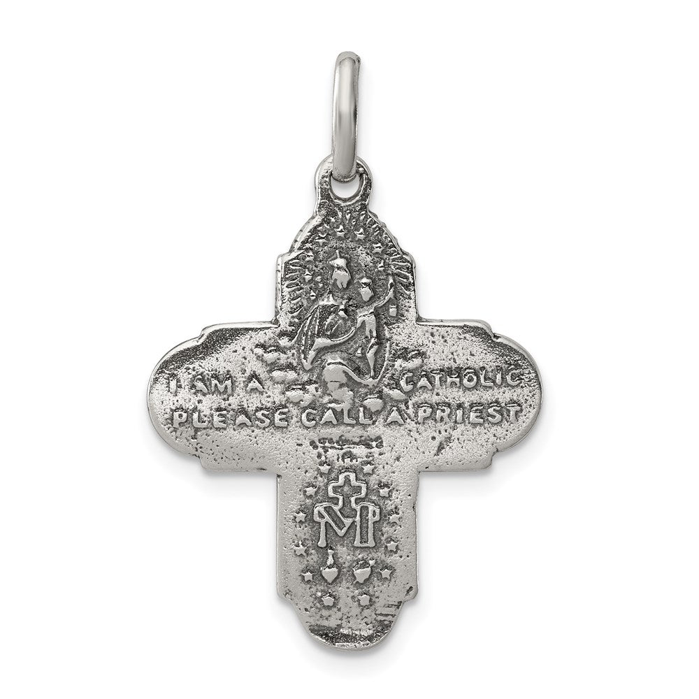 Sterling Silver Antiqued Reversible 4-Way Medal