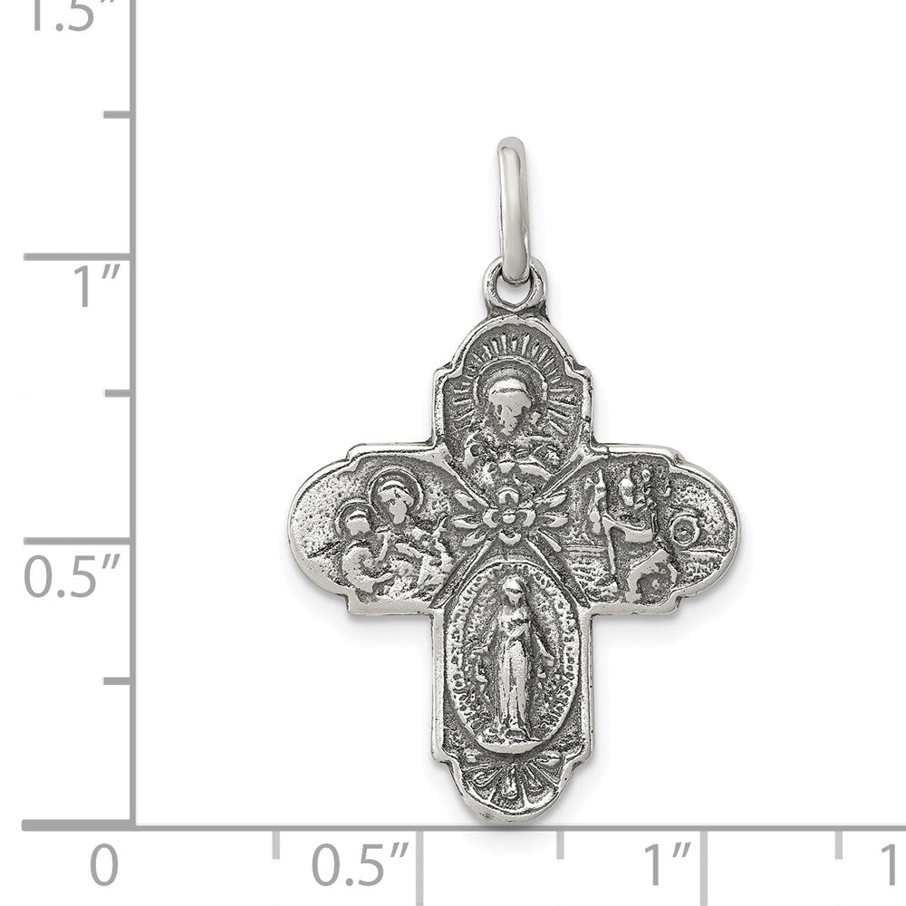 Sterling Silver Antiqued Reversible 4-Way Medal