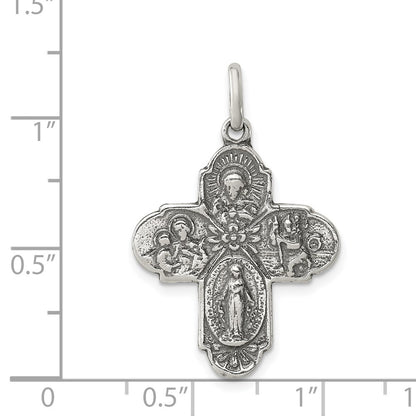 Sterling Silver Antiqued Reversible 4-Way Medal