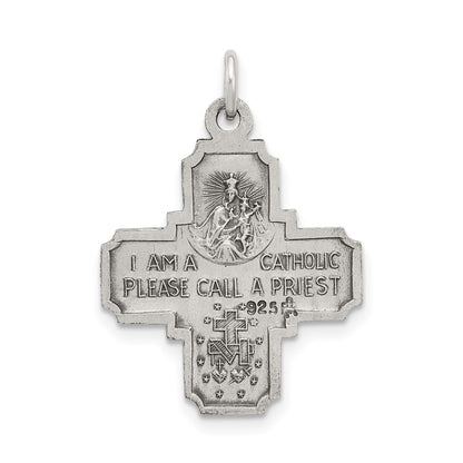 Sterling Silver Antiqued Reversible 4-Way Medal