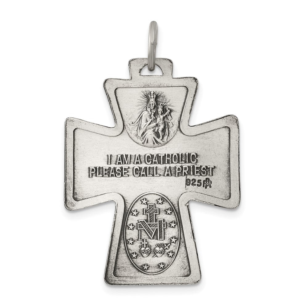 Sterling Silver Antiqued Reversible 4-Way Medal