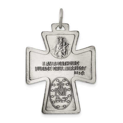 Sterling Silver Antiqued Reversible 4-Way Medal