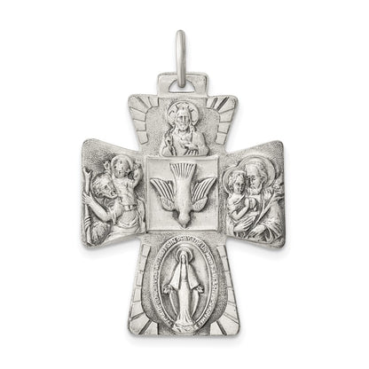 Sterling Silver Antiqued Reversible 4-Way Medal