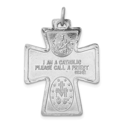 Sterling Silver Rhodium-Plated Reversible 4-Way Medal