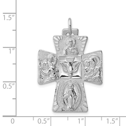 Sterling Silver Rhodium-Plated Reversible 4-Way Medal