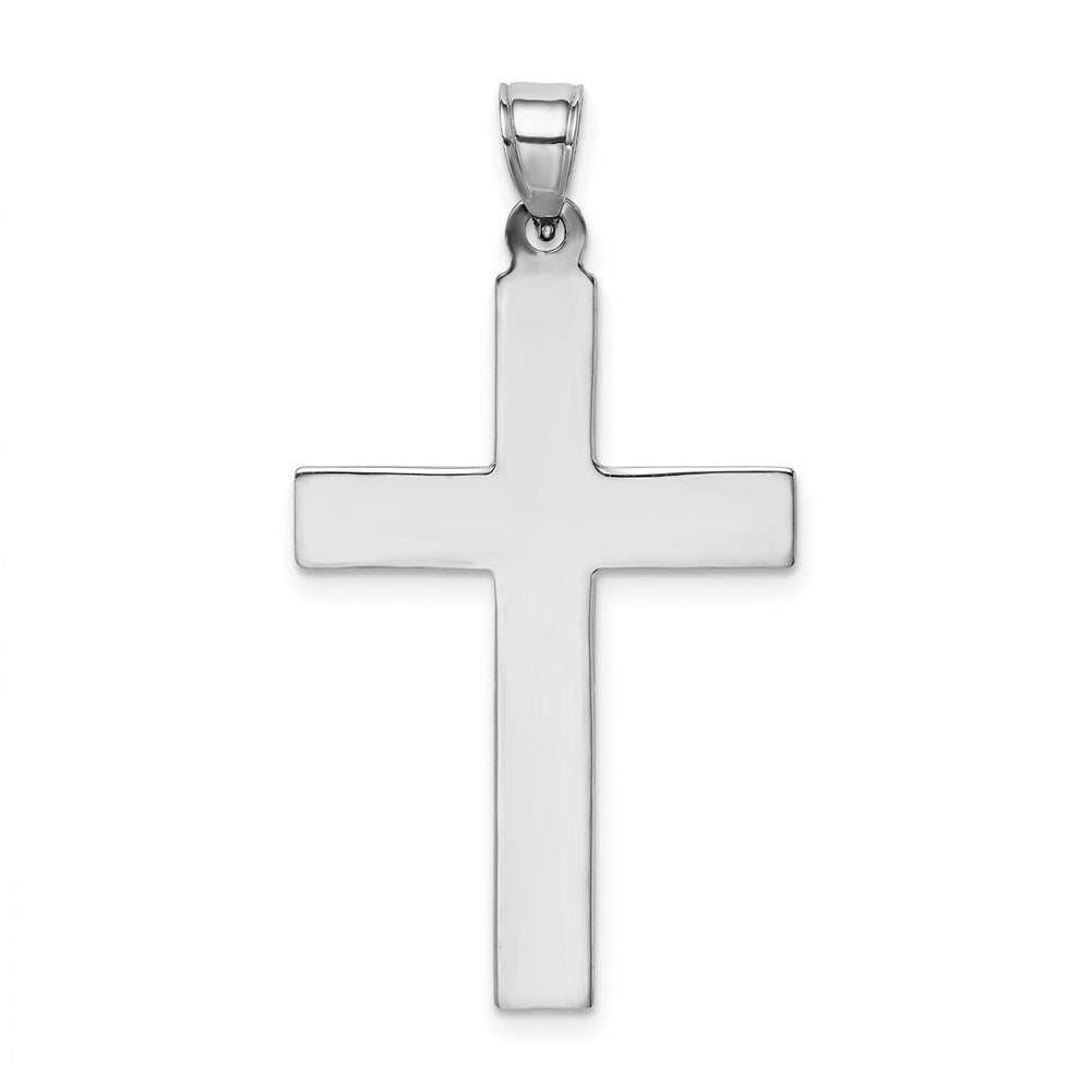 Sterling Silver Rhodium-Plated Diamond Cut Cross Pendant
