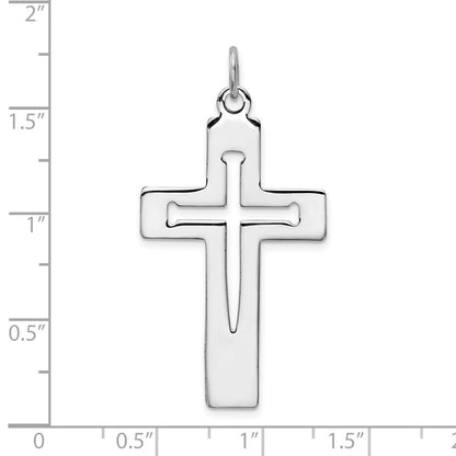 Sterling Silver Rhodium-Plated Latin Cross Pendant