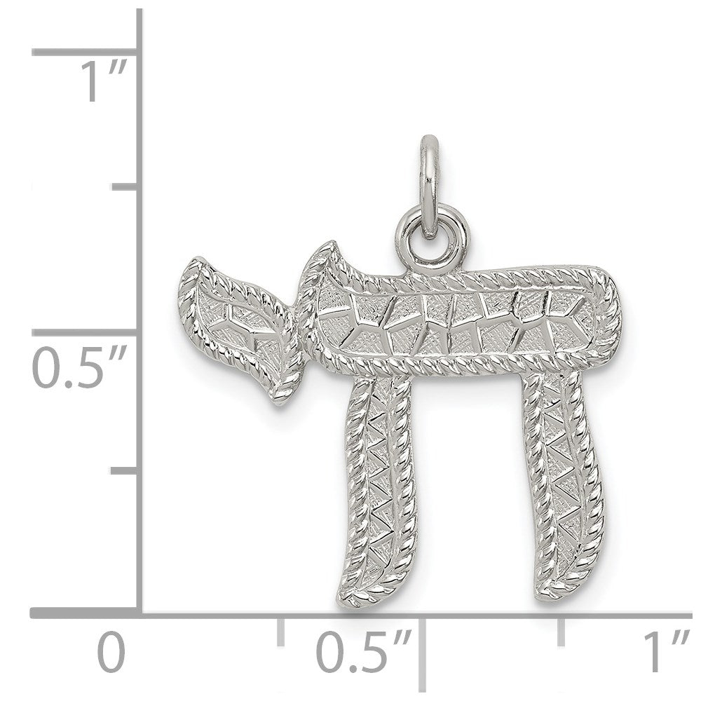 Sterling Silver Rhodium-Plated Chai Pendant