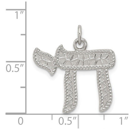 Sterling Silver Rhodium-Plated Chai Pendant