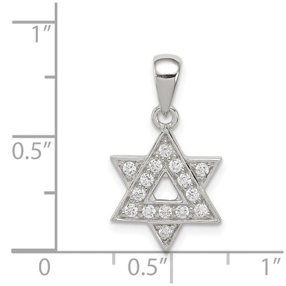 Sterling Silver Rhodium-Plated Cz Star Of David Pendant