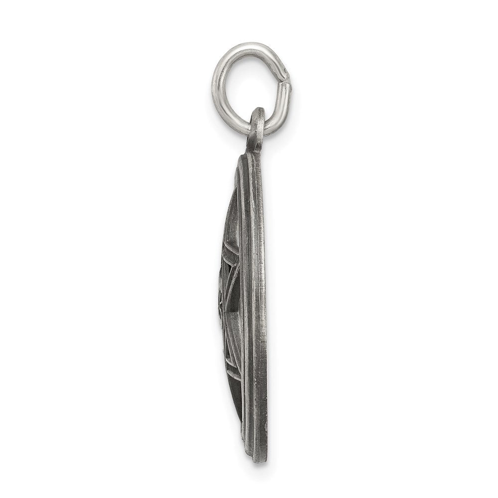 Sterling Silver Antiqued Star Of David Disc Charm