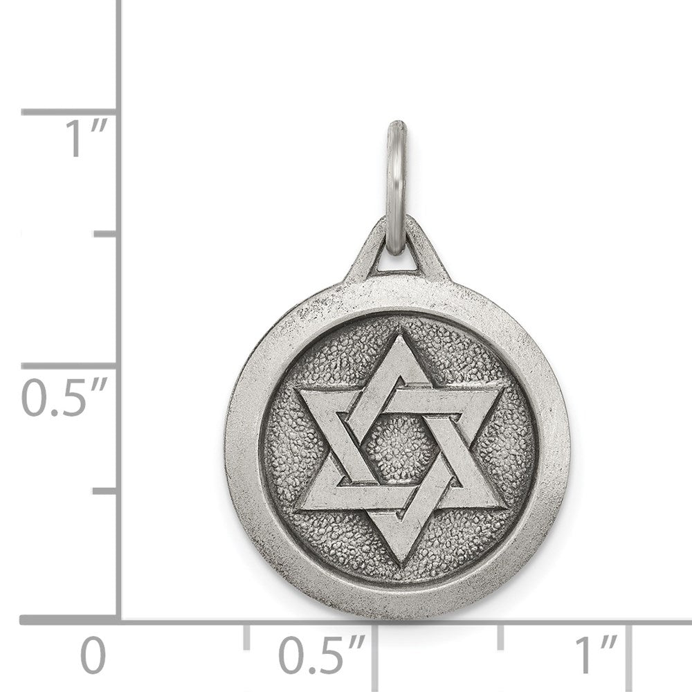 Sterling Silver Antiqued Star Of David Medal