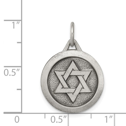 Sterling Silver Antiqued Star Of David Medal