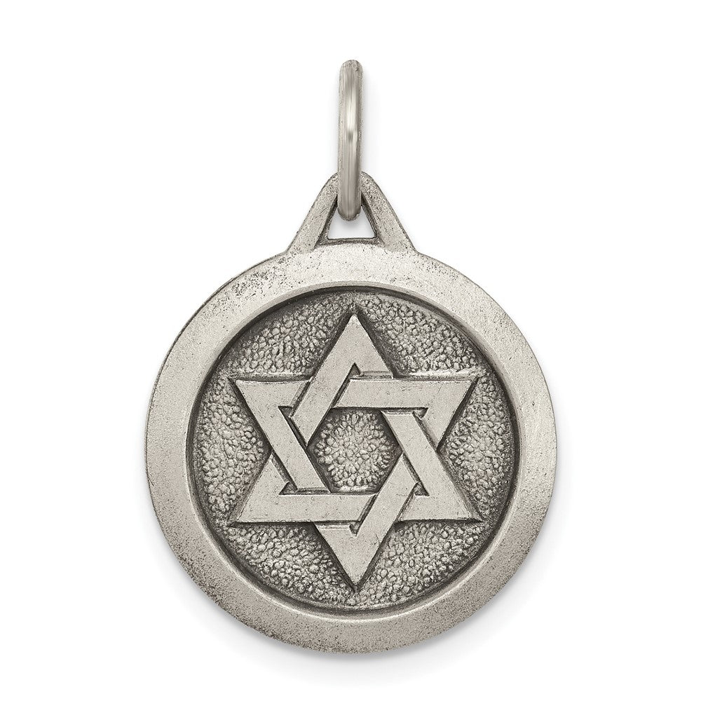 Sterling Silver Antiqued Star Of David Medal