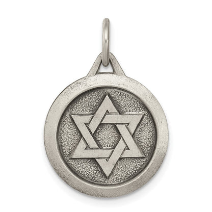 Sterling Silver Antiqued Star Of David Medal