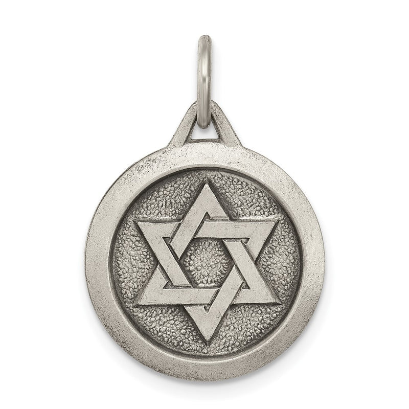 Sterling Silver Antiqued Star Of David Medal