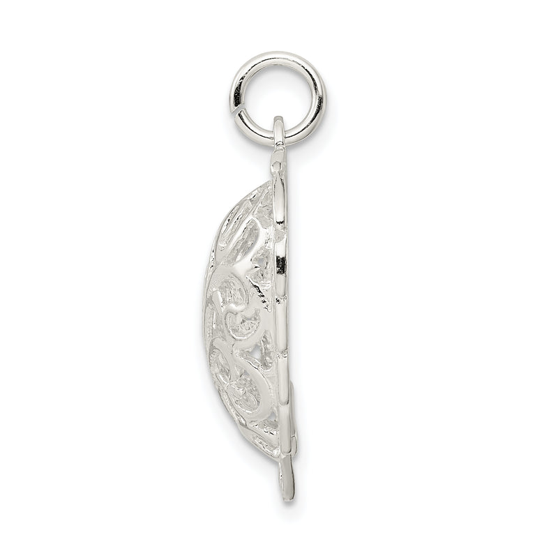 Sterling Silver Diamond-Cut Heart Charm