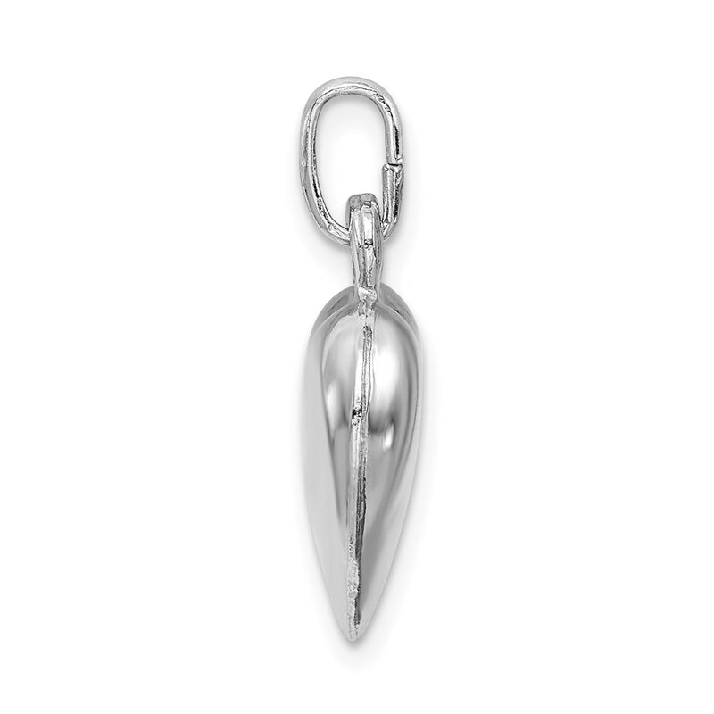 Sterling Silver Rhodium-Plated Puffed Heart Charm