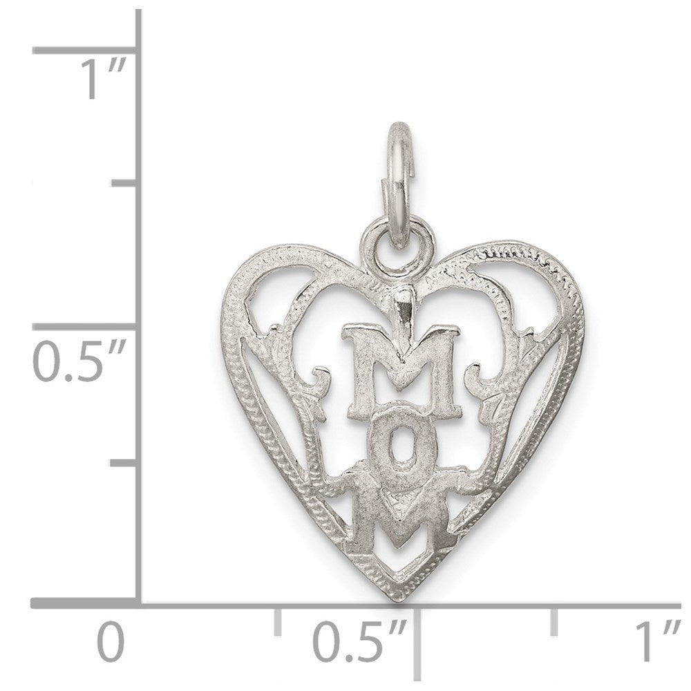 Sterling Silver Mom In Heart Pendant