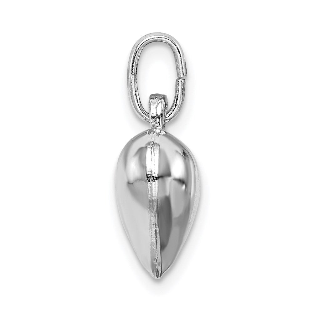 Sterling Silver Rhodium-Plated Puffed Heart Charm
