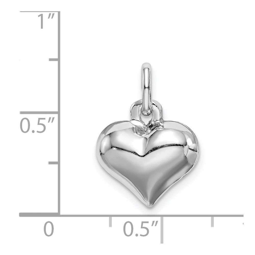 Sterling Silver Rhodium-Plated Puffed Heart Charm