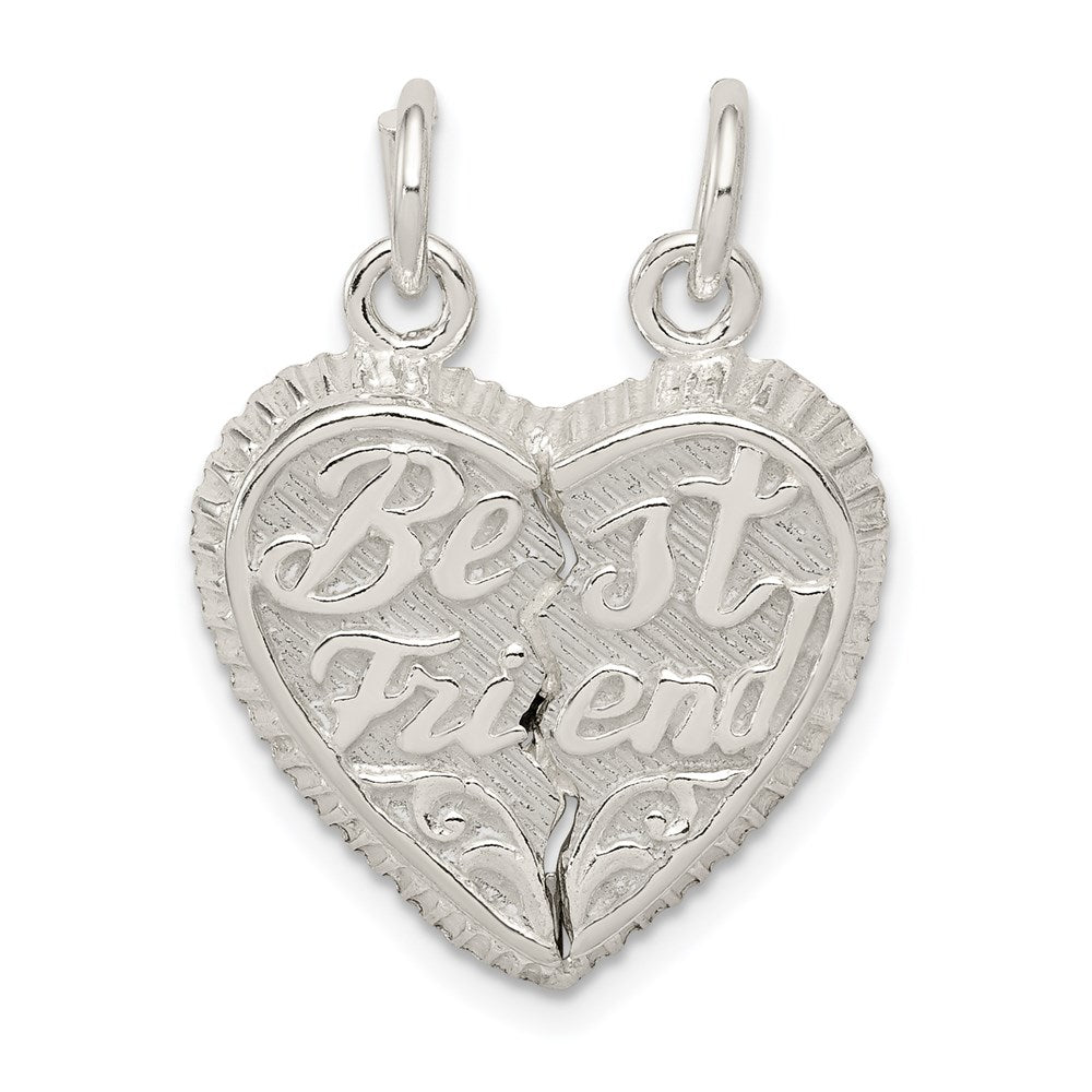 Sterling Silver Best Friend 2-Piece Break Apart Heart Charm