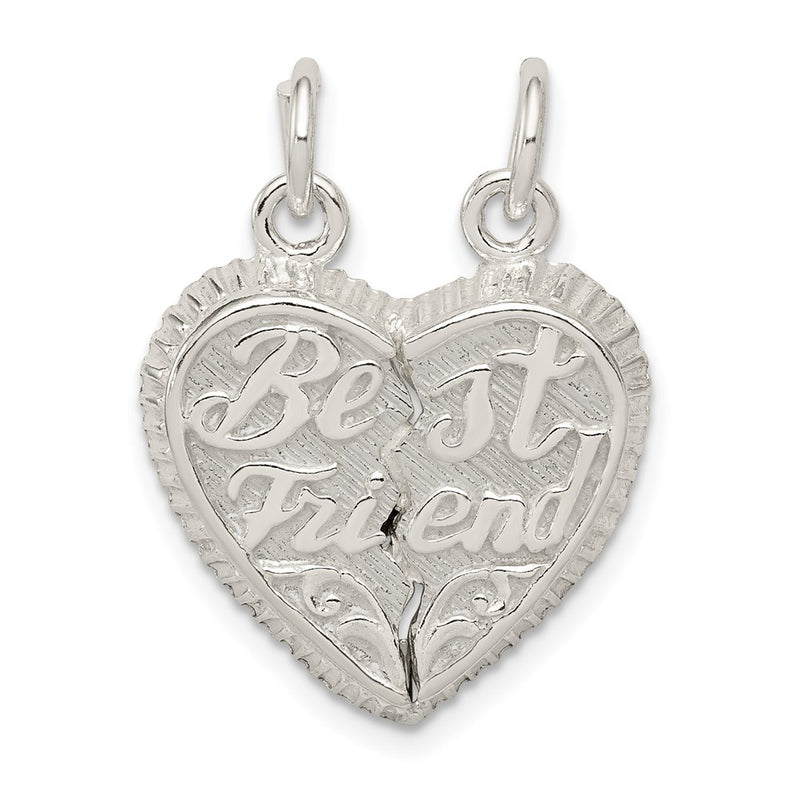 Sterling Silver Best Friend 2-Piece Break Apart Heart Charm