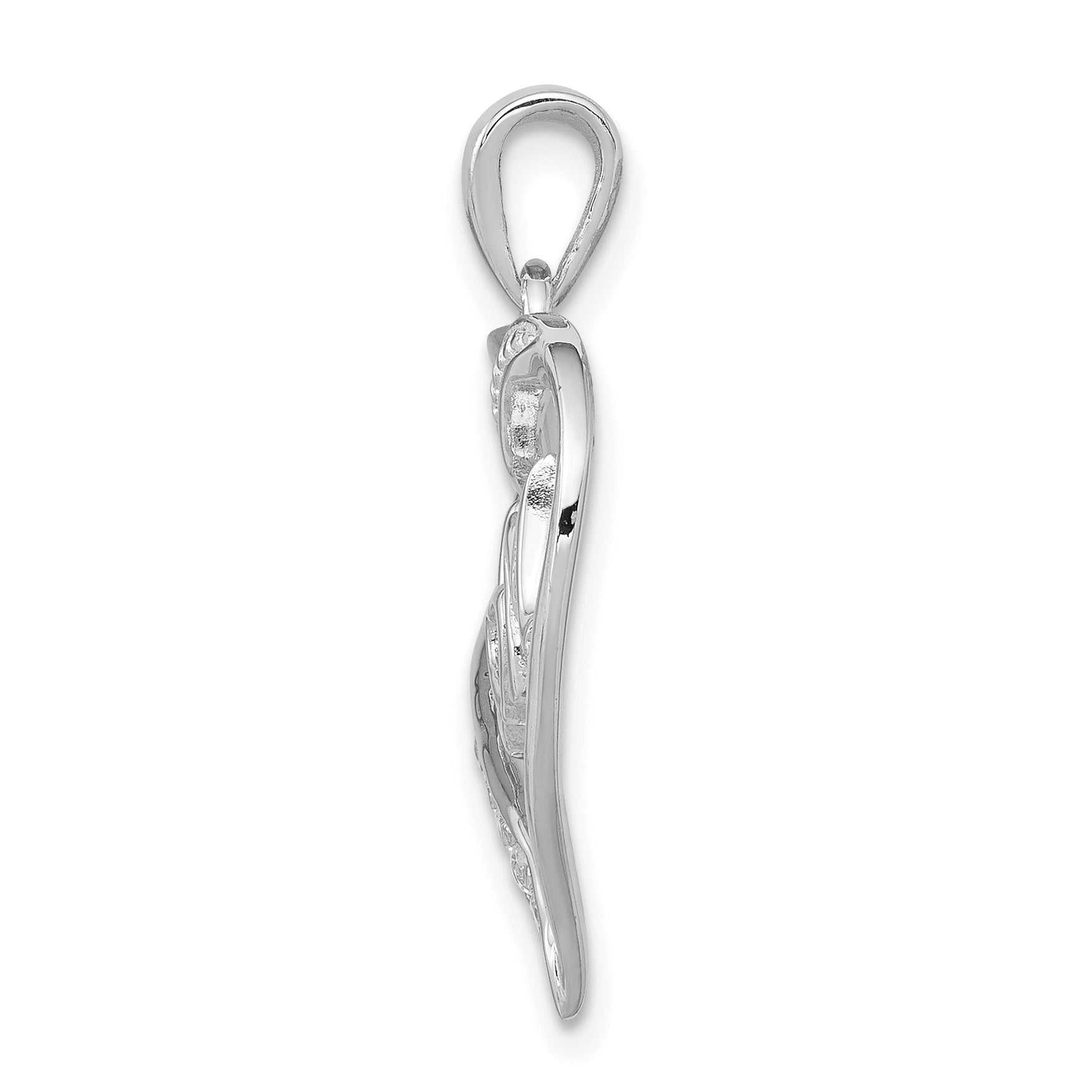 Sterling Silver Rhodium-Plated Mom Cz Heart Pendant
