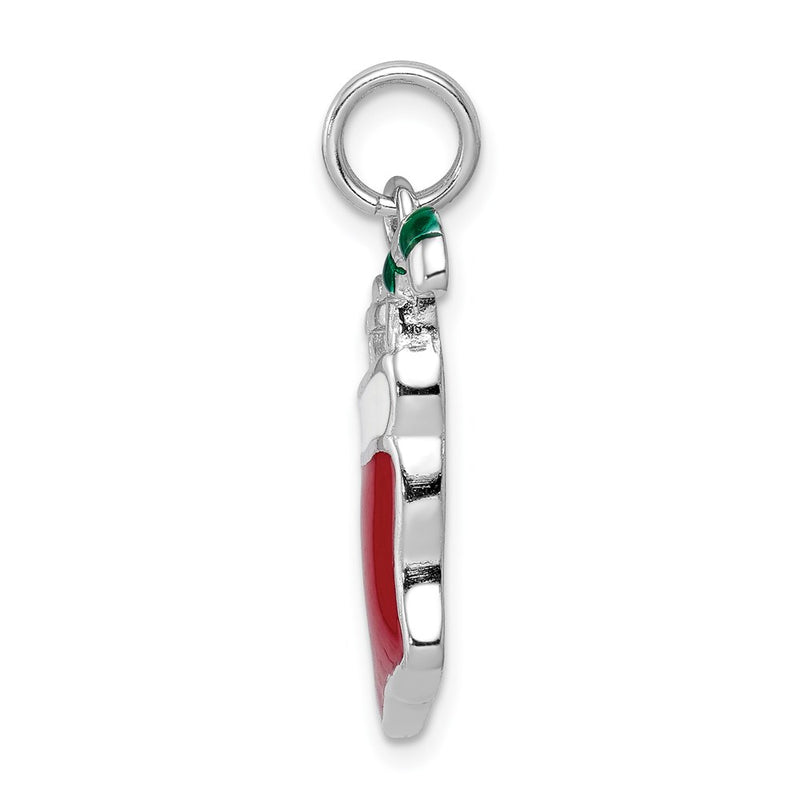 Sterling Silver Rhodium-Platedenamel Stocking Charm